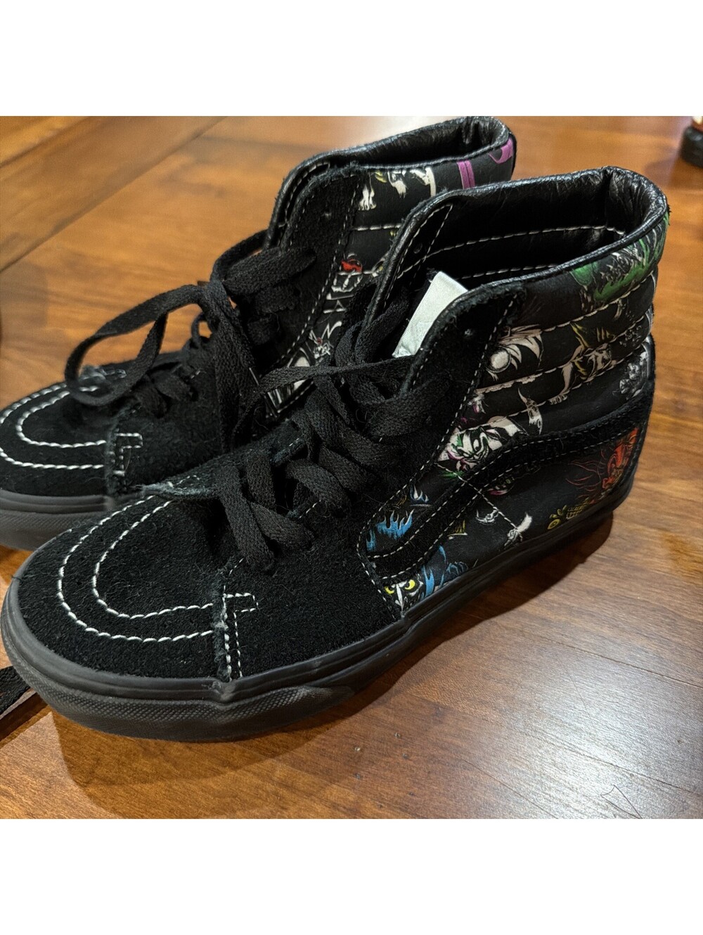 Vans Sk8-Hi Black Suede and Floral High Top Sneakers Size 4 US / 5.5 UK